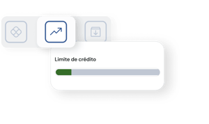 Indicador visual de progresso mostrando o uso do Limite de crédito após clicar no botão de aumentar limite.