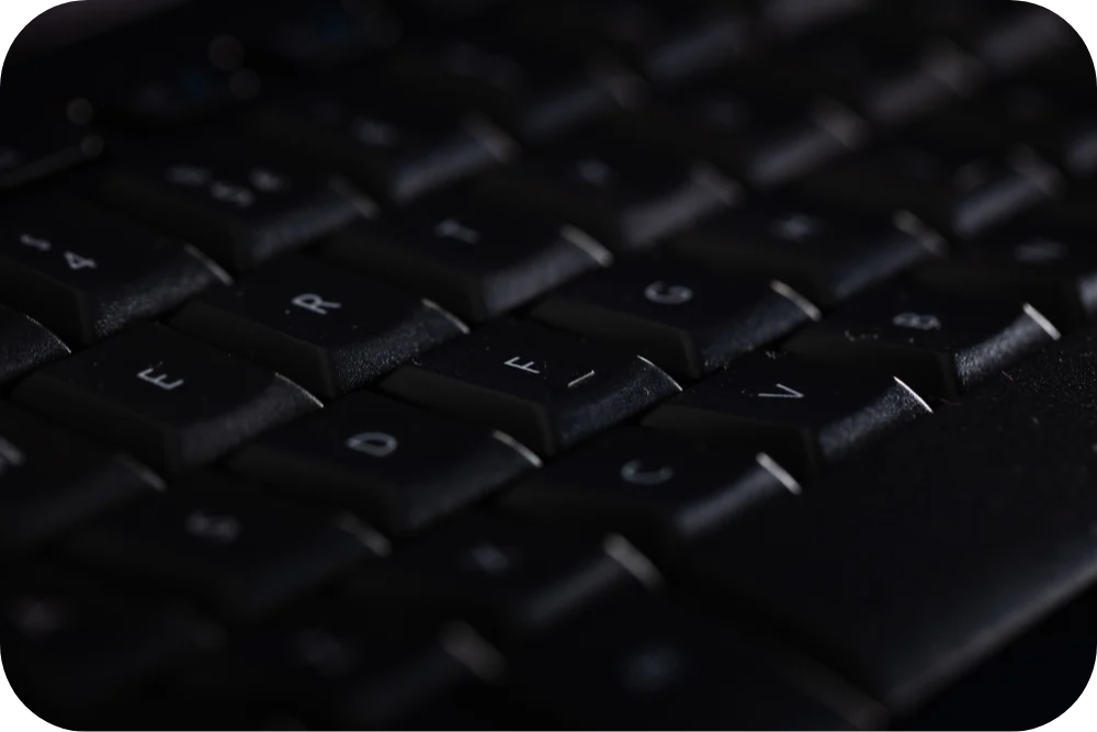 Close-up of a black keyboard-modified