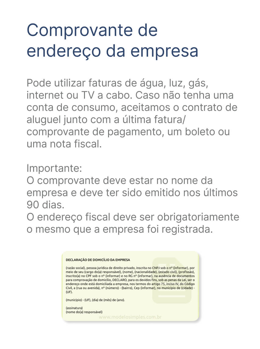 Comprovante de endereço da empresa