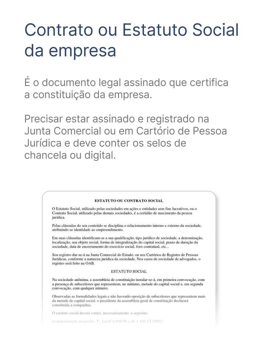 Contrato ou Estatuto Social da empresa