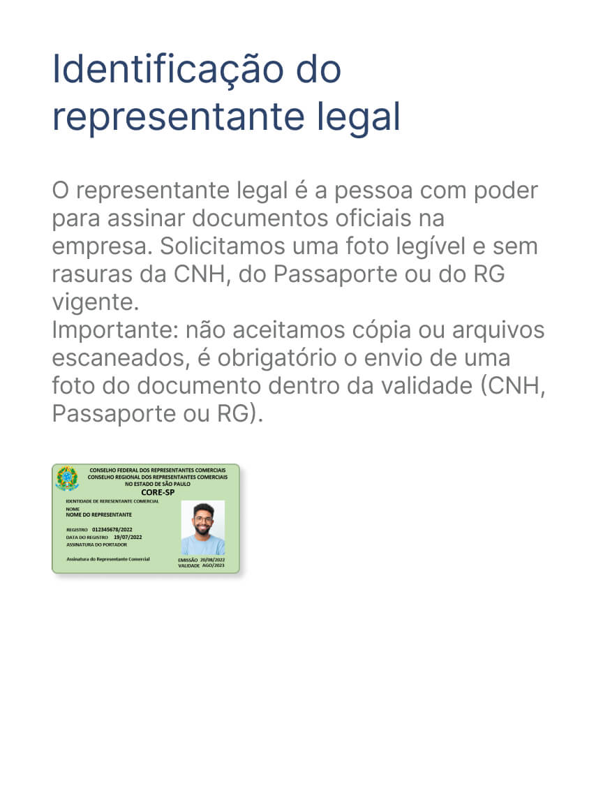 Identificação do representante legal